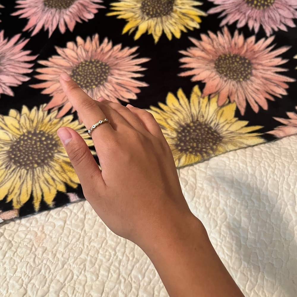 Blue evil eye adjustable ring